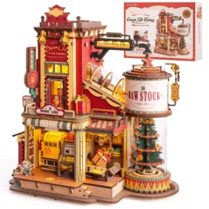 Robotime Rokr Dream Gift Factory 3D Wooden Puzzle Christmas Gifts Toy with Light and Music for Children Kids Building Block Kits 1
